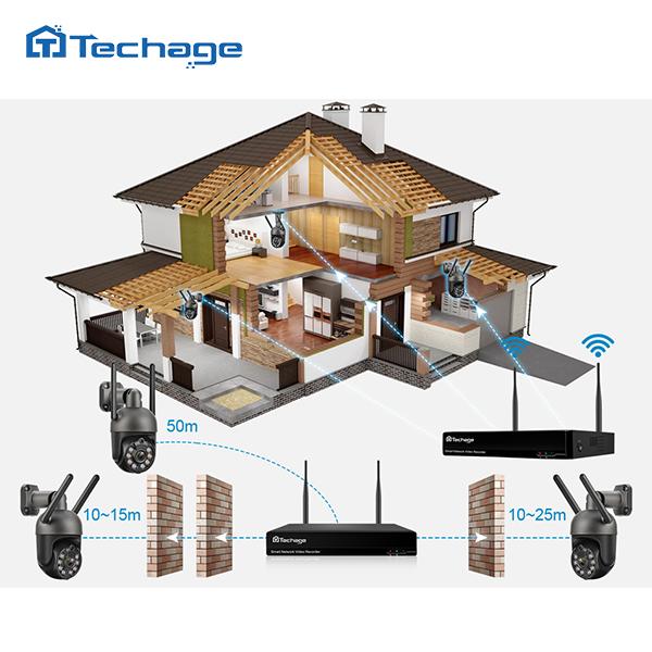 Techage 3-мегапиксельная PTZ-беспроводная система видеонаблюдения, двусторонняя аудиосвязь, Wi-Fi, IP-камера безопасности, 8-канальный P2P NVR, комплект видеонаблюдения, автоматическое отслеживание человека