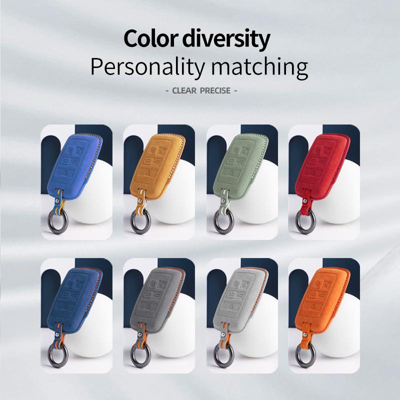 Suede Car Key Case Holder Keychain for Land Rover Range Rover Discovery 5 Sport 2018 2019 for Jaguar XEL E-PACE 2019 Accessories