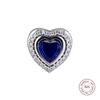 Сверкающие ночные синие бусины в форме сердца любви, стерлингового серебра 925 пробы, подходят для оригинального браслета, бусины для изготовления ювелирных изделий