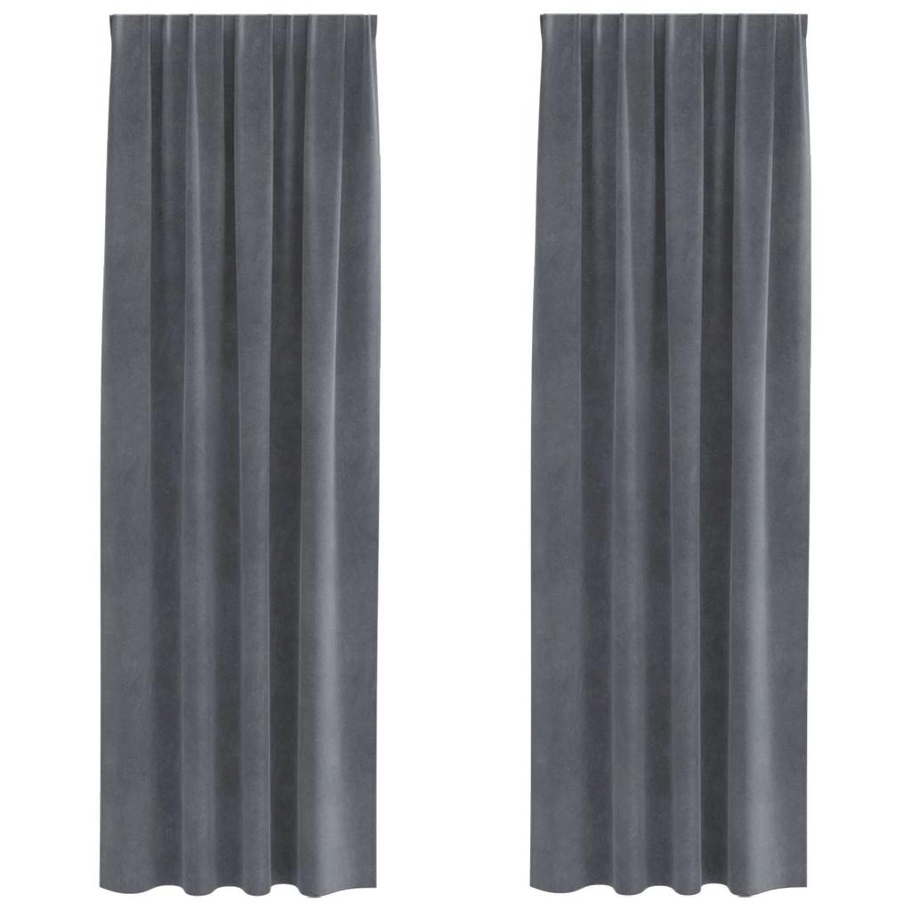 Blackout Curtains 2 pcs Light Grey 140 x 225 cm Velvet