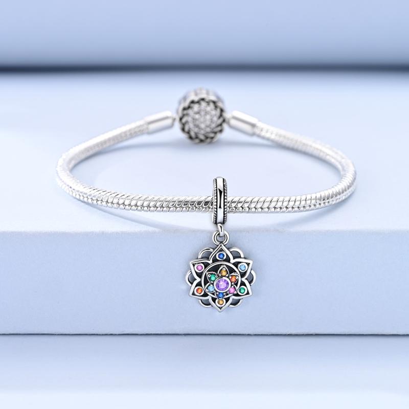 Original 925 Sterling Silver Charm Bead Rotatable Lotus Pendant Fit Original Bracelet Necklace For Women DIY Jewelry Gift