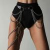 Sexy Leg Chain Thigh Harness Garter Gothic Fashion PU Leather Thigh and Waist Chain Belt for Fashion Enthusiasts