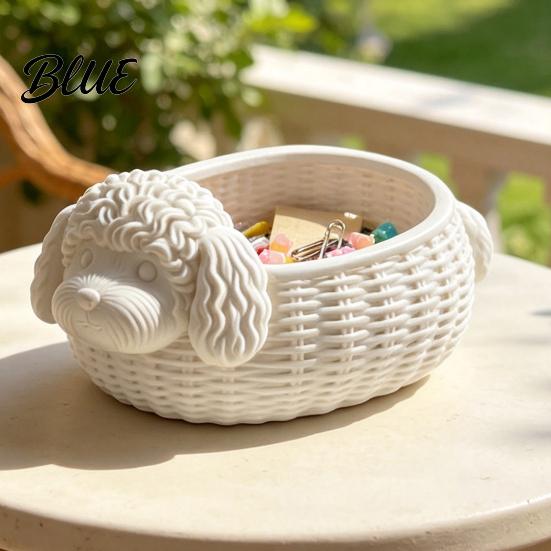 Stylish Storage Solution Plastic Creative Organizer Print 3D Poodle Shaped Decorative Ornament Home Ornament White Container for Small Objects
