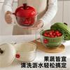 Salad Spinner Manual Rotary Vegetable Dehydrator Dual-Layer Detachable Centrifugal Drainer Kitchen Storage Bowl