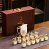 Керамический винный набор Диспенсер для вина Байцзю Креативные чарки для спиртного с головами животных двенадцати знаков зодиака Позолоченный винный набор Бизнес-подарок