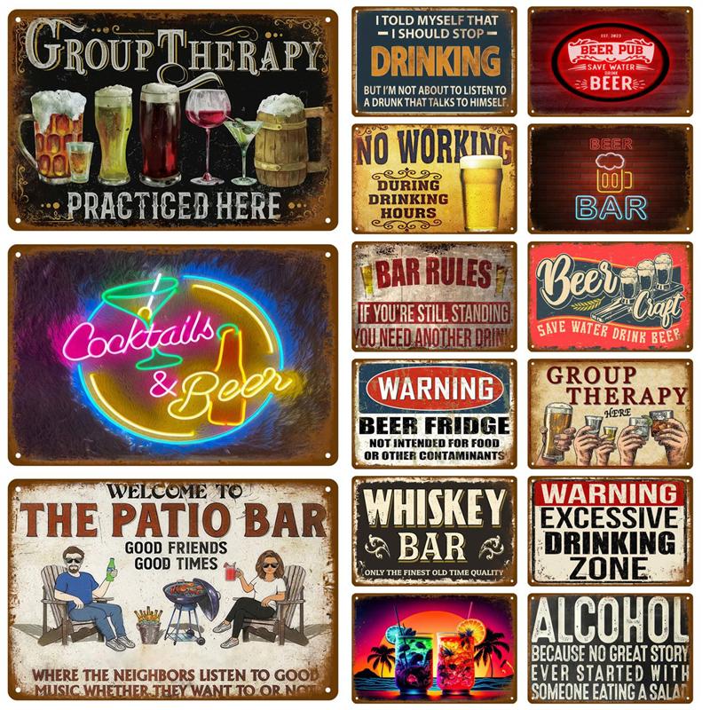 Vintage Posters Cocktail Tin Sign Plaque Metal Sign Plate Decoration Wall Art Home Decor For Bar Pub Club Man Cave Iron Painting