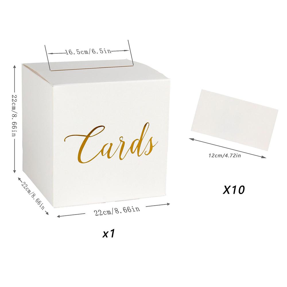 Runtowo White Card Box &10pcs Greeting Card,Wedding Voting Card Box,Wedding Birthday Party Reception Envelope Card Box