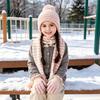 Soft Skin Friendly Winter Set 1 Hat Scarf Gloves for Kids, Fleece Lined Striped Knit with Warm Three Piece Kids Pom Pom, Cozy Toddlers Boys Girls Age