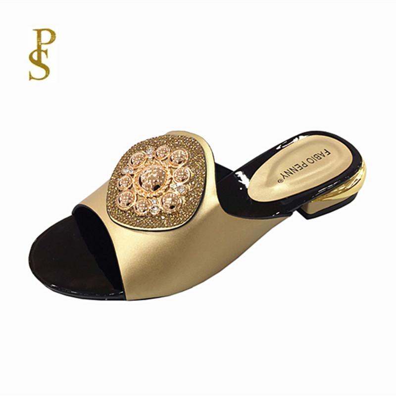 Женские туфли в африканском стиле 2024 года с металлической оправой, со стразами, женские босоножки на низком каблуке. Наденьте женскую обувь на вечеринку.