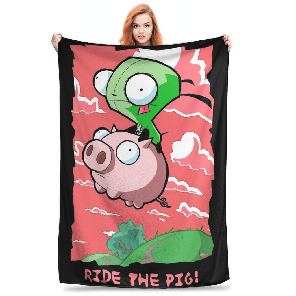 Invader Zim Gir Dib Robot Blankets Flannel Textile Decor Portable Super Soft Throw Blanket for Bed Car Bedspread