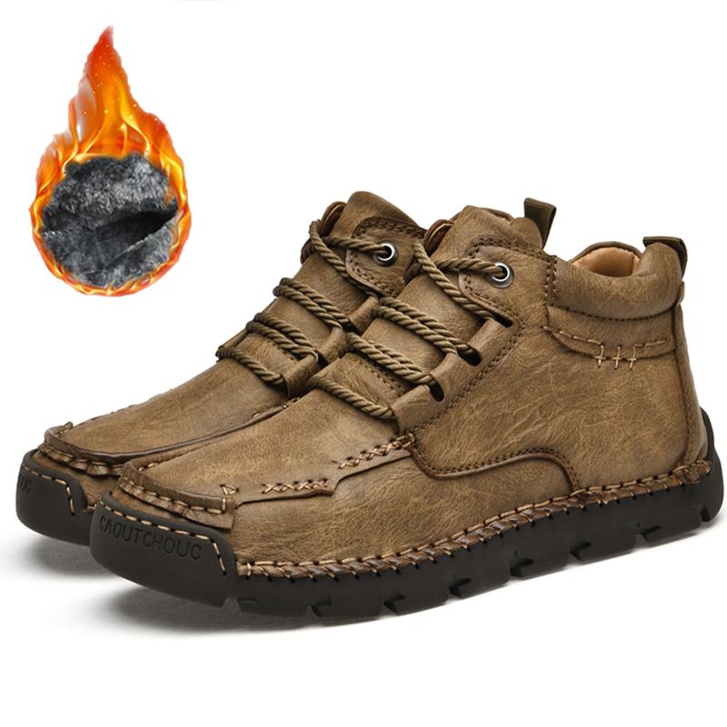 Handmade Split Leather Boots Men Shoes Comfortable Ankle Boots for Men Casual Shoes Large Size Tooling Shoes