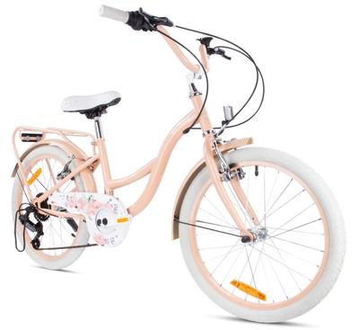 Велосипед 20 дюймов Для Девочки Детский Shimano 6 Скоростей Flower Bike Абрикосовый Sun Baby
