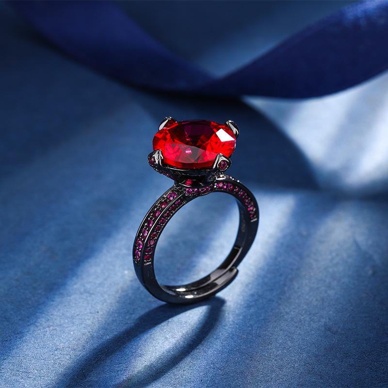 Ювелирные изделия Медное основание Позолоченное Имитация корунда Круглое Черное золото Персонализированное кольцо Женское 12 мм