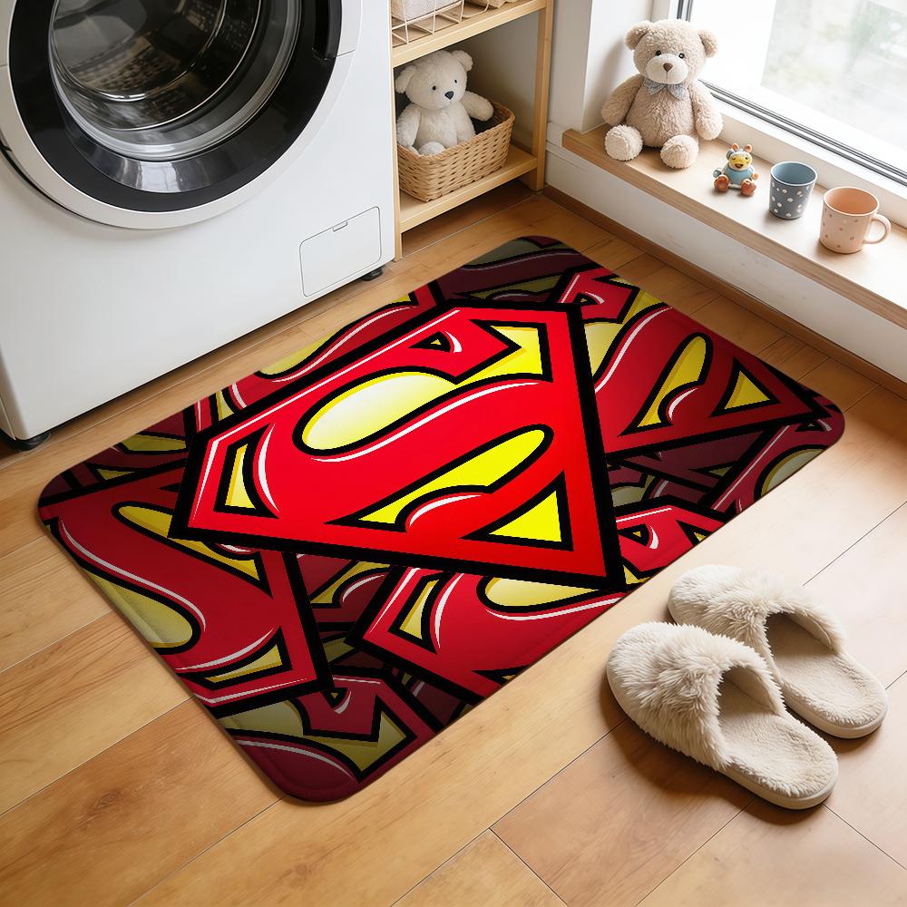 movie S-Superman logo cool art ML hogar Bedside Rug Kitchen Bath Floor Mat Hallway Balcony Carpet Entrance Doormat Decor Home