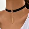 1 шт. Черный круглый чокер из искусственной замши с подвеской-палочкой и цепочкой для женщин, готическое летнее ожерелье