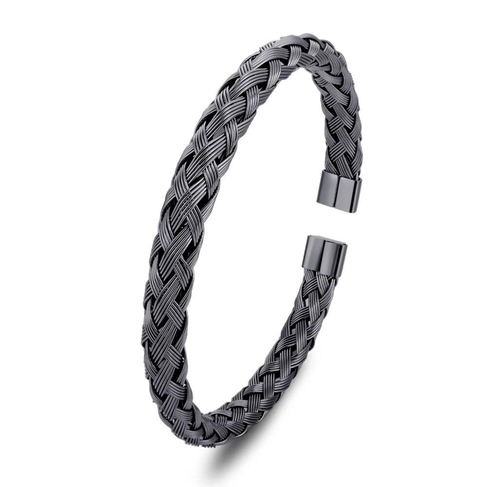 Twisted Wire Stainless Steel Bracelet Solid Color Cuff Bangle Minimalist Woven Bracelet Women