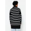Темно-синий вязаный свитер с полосатым воротником и молнией Tctaw24ak00037