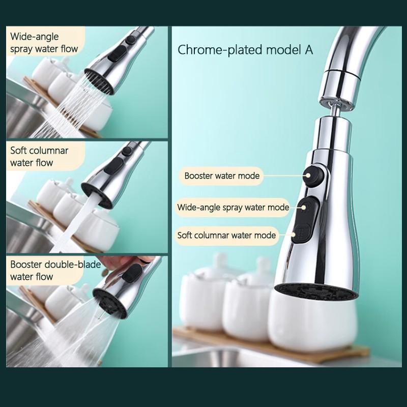 3 в 1 универсальный удлинитель для смесителя, поворот на 360 °, кухонный смеситель, сменный брызгозащищенный смеситель для душа под давлением, водопроводный кран