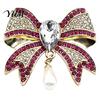 Coats Accessory Retro Rhinestone Bow Brooch, Bowknot Pin with Waterdrop Faux Pearl, Tie Women Jewelry Accessories for Wedding Party Daily Wear Bag