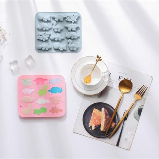 Форма для льда Yousheng, силиконовый поддон, 12 ячеек, 6 форм динозавров, пищевая гибкая форма для приготовления шоколадного льда, для приготовления тортов, для детей, принадлежности для выпечки