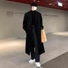 Мужское шерстяное пальто средней длины до колена в корейском стиле - Толстое, свободное, модное зимнее ветрозащитное пальто