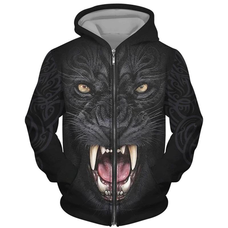 Wolf 3d Printed Hoodie Men/women Harajuku Fashion Jacket with Zipper