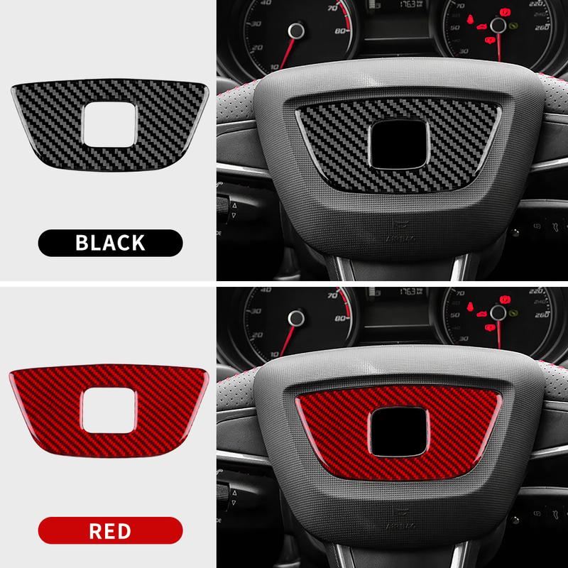 Real Soft Carbon Fiber Car Steering Wheel Sticker For Seat Ibiza 6j 2012 2013 2014 LHD RHD Center Bottom Frame Interior Trim