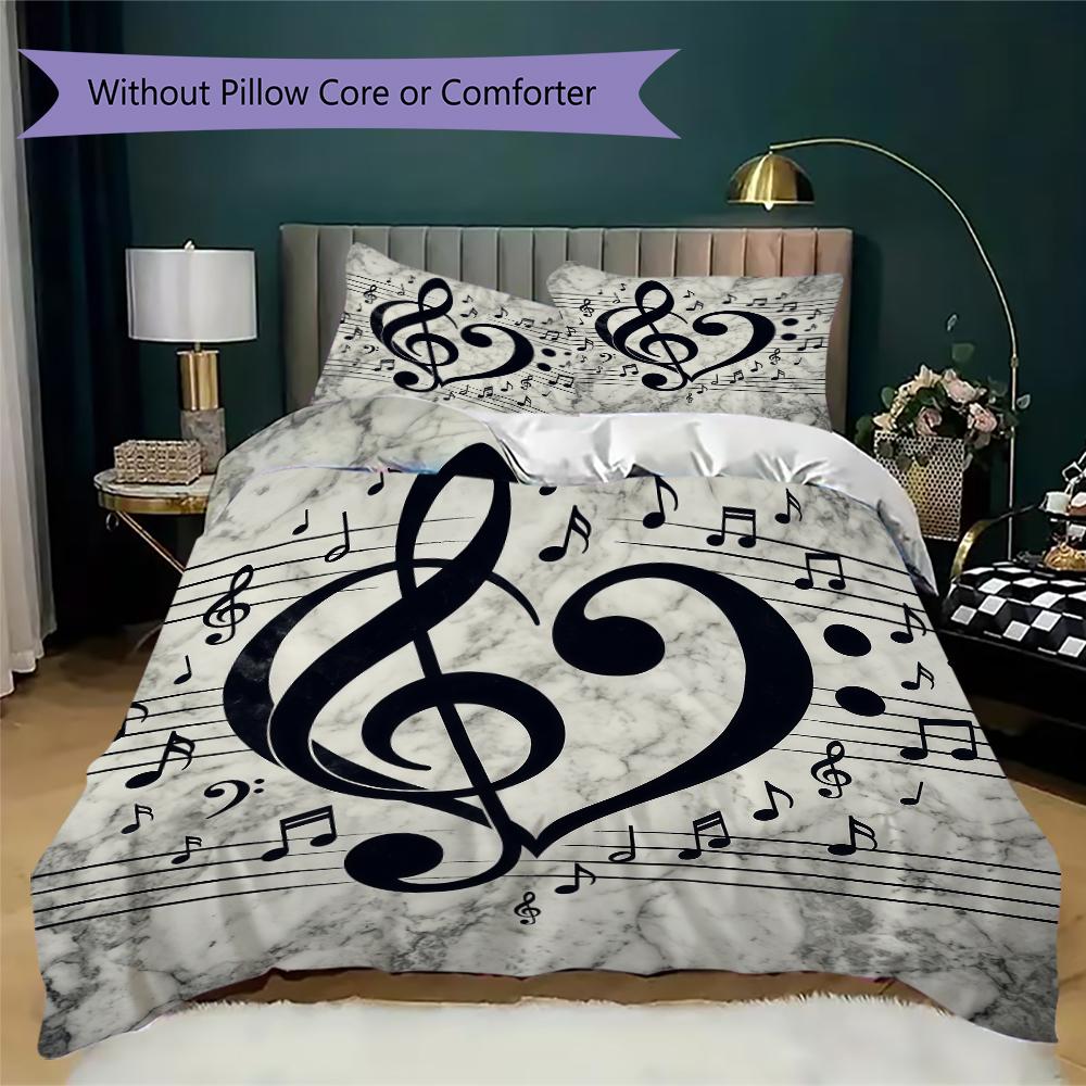 Soft Marble Melody Pattern Bedding uilt Set uilt Cover Pillowcase Home Decoration Birthday Gift (1 * duvet cover + 2 * pillowcase without core)