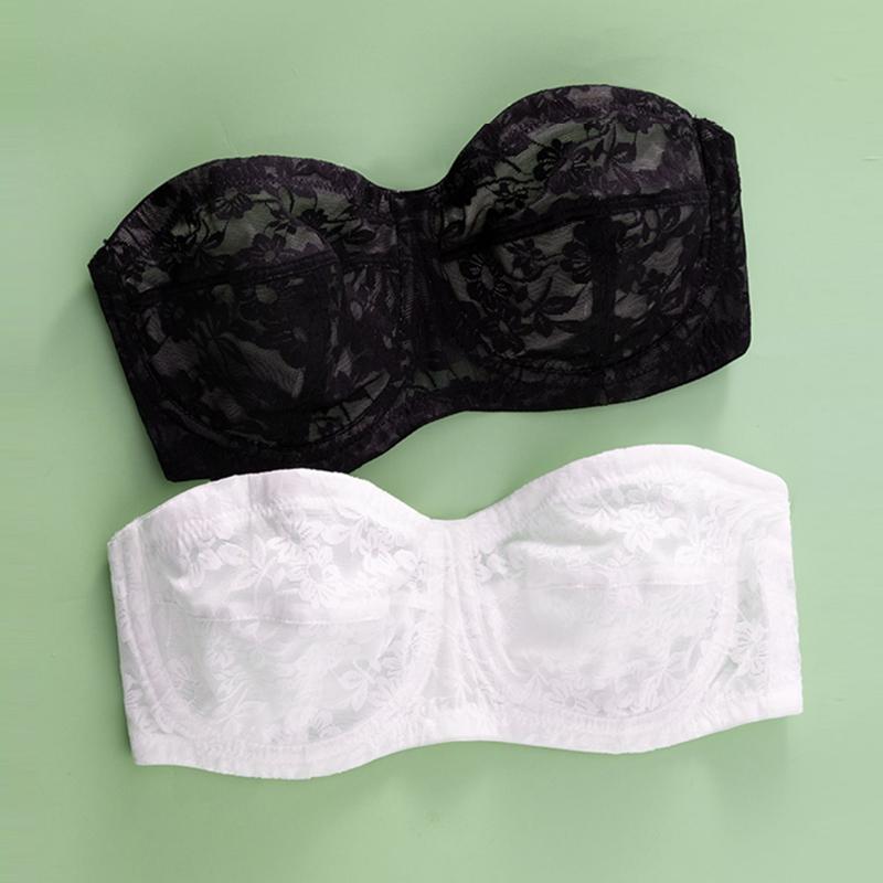Strapless Bra for Women Sexy Lace Ultra Thin Non-Slip Bras Female Lingerie Gathered Invisible Brassiere