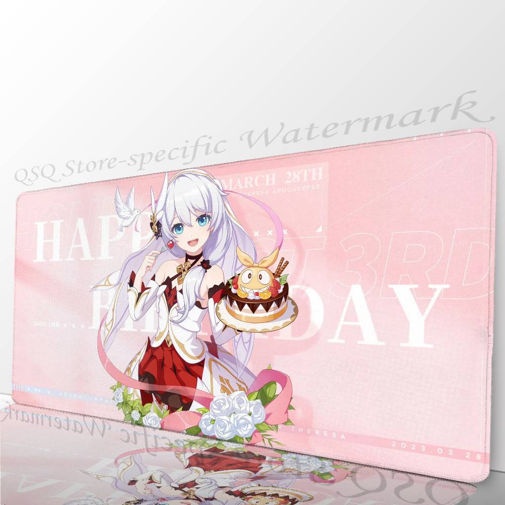Theresa Apocalypse H-Honkai Impact 3 АНИМЕ Коврик для мыши Нескользящий Подходит для офисных компьютеров Ноутбуков Игровых столов E-sports Коврики XXL