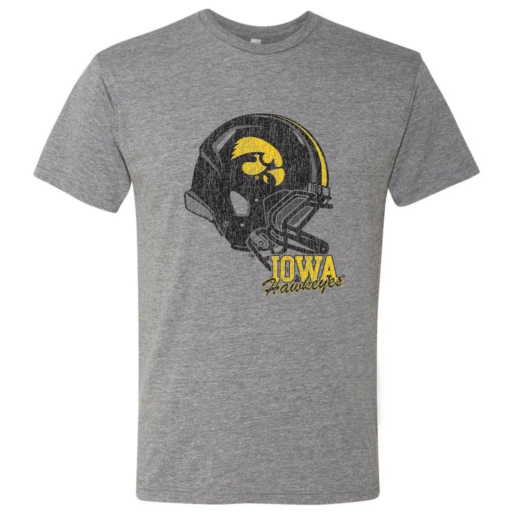 Iowa Hawkeyes Tilted Football Triblend T Shirt - Premium Heather