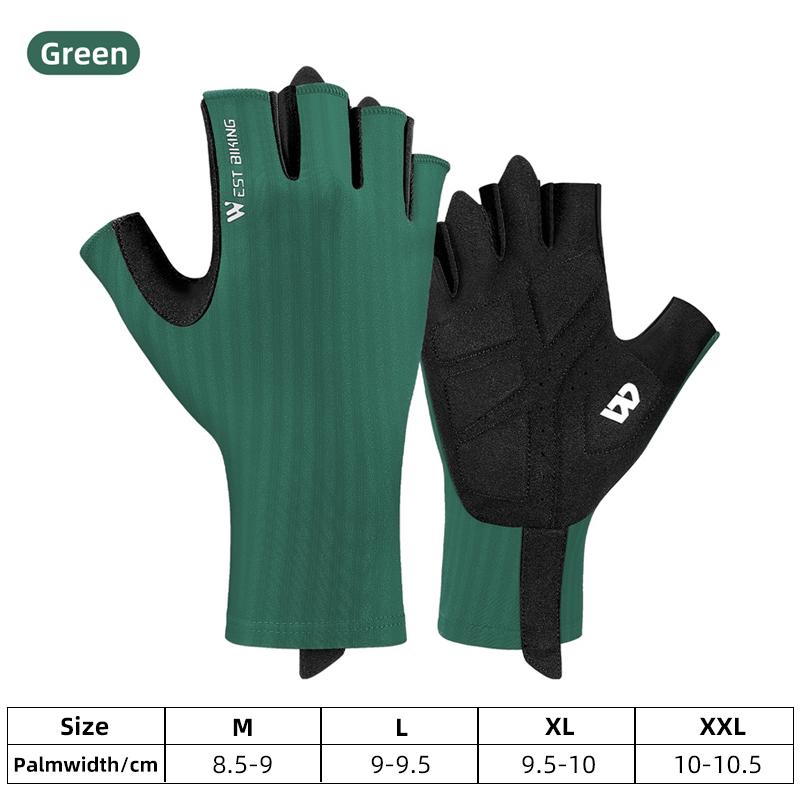 WEST BIKING Summer Half Finger Cycling Gloves Ultralight Breathable Road Bike Racing Gloves Anti-Slip SBR Pad Cooling Sport Gear