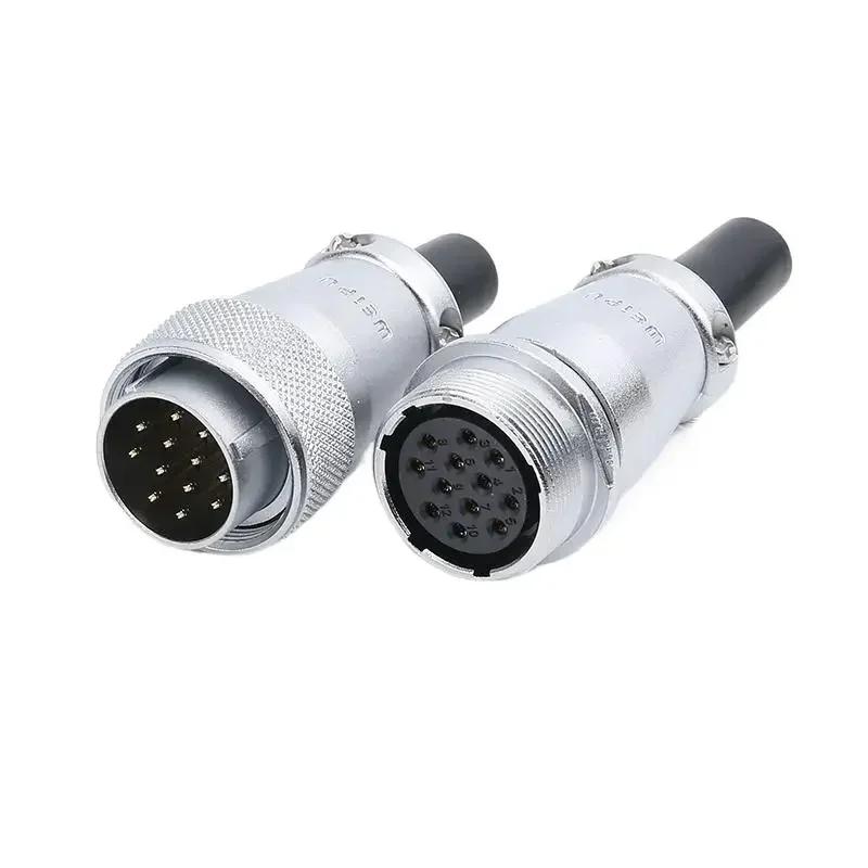 WEIPU WS24 TQ+ZQ WS24 Metal IP65 Waterproof Electrical Wire Cable Connector M24 2 3 4 9 10 12 19 Pin Industrial Outdoor Adapter