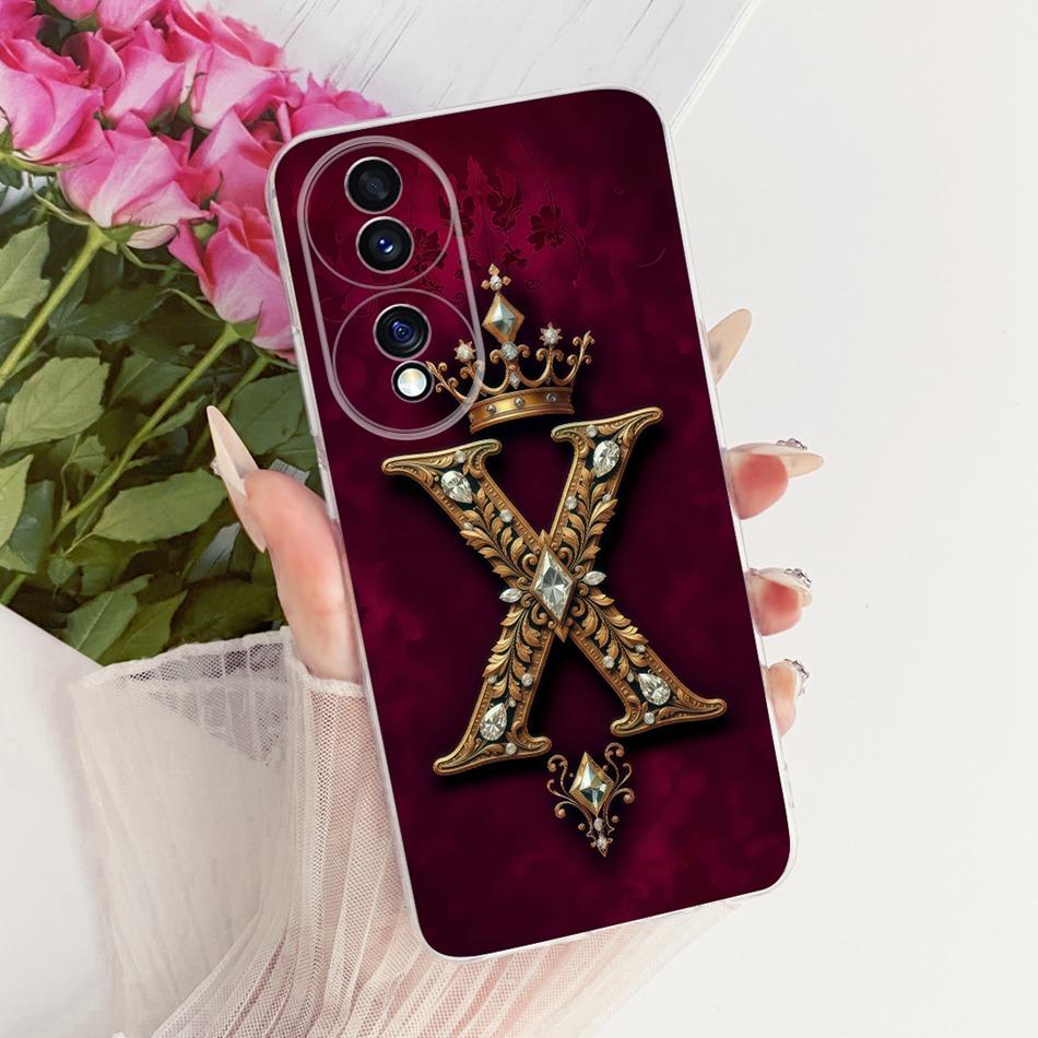 For Honor 70 70Pro Pro+ Royal Crown Initial Letter Couple Phone Case For Honor70 70 Pro Plus 5G Soft Silicone TPU Bumpers