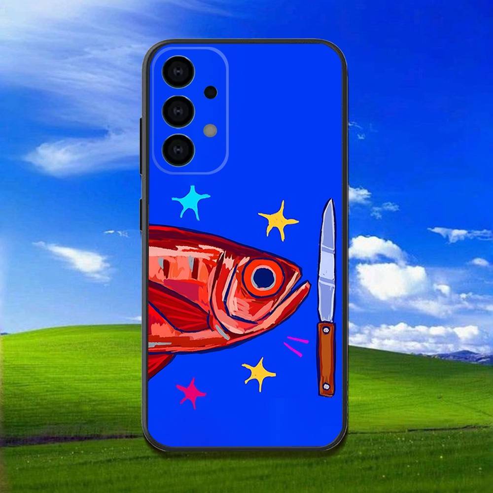 Phone Case For Samsung Galaxy A13,A21s,A22,A31,A32,A52,A53,A71,A80,Fish Funny Sardines Soft Black Shell