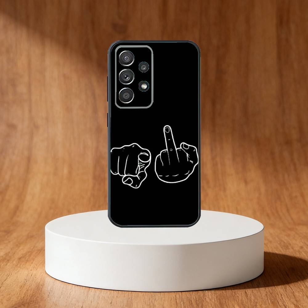 Funny M-Middle Finger Phone Case For Samsung S25,S24,S21,S22,S23,S30,Ultra,S20,Plus,Fe,Note,10,9,5G Black Cover