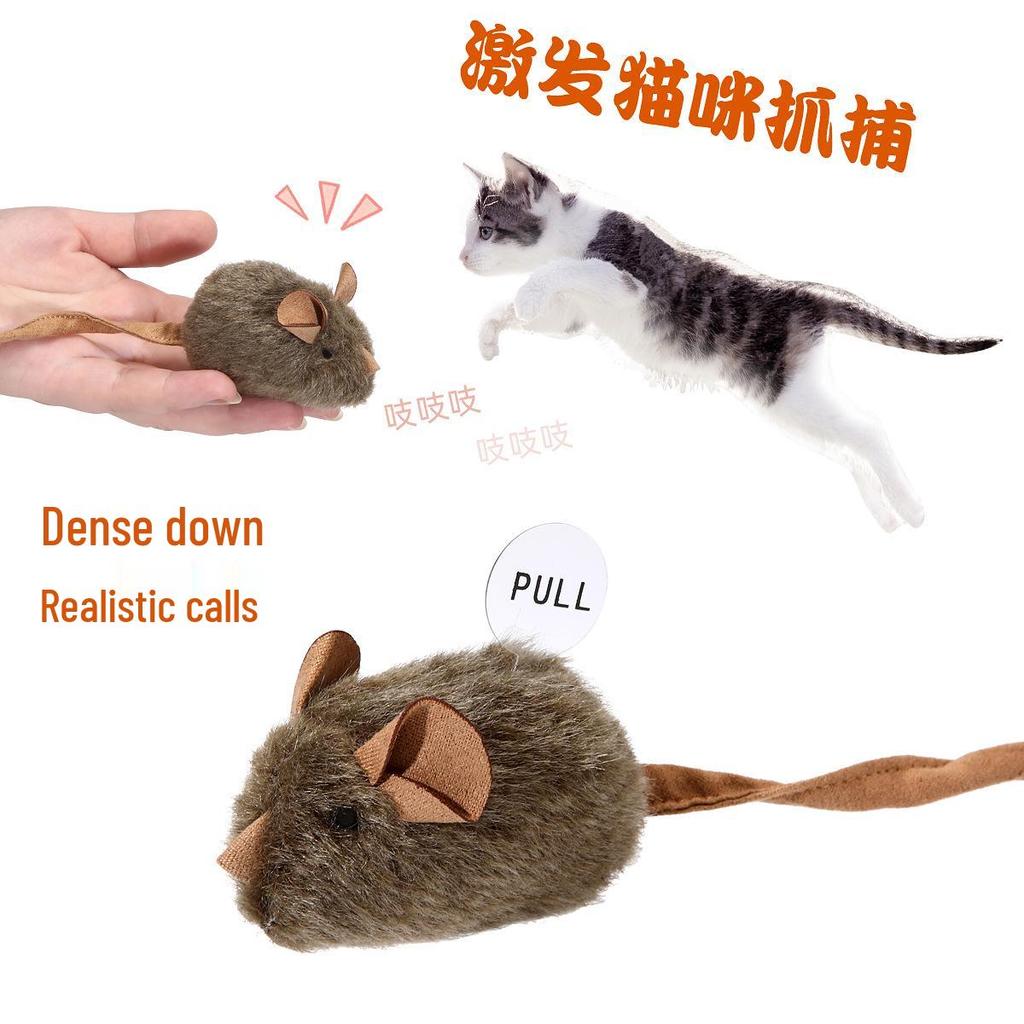Интерактивная пищащая мышь, игрушка для кошки - Интеллектуальная плюшевая игрушка с активацией звуком для самостоятельной игры