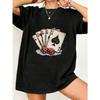 Casual Oversized T Shirt Black Playing Cards And Dice Print For Everyday Wear And Casual Outings