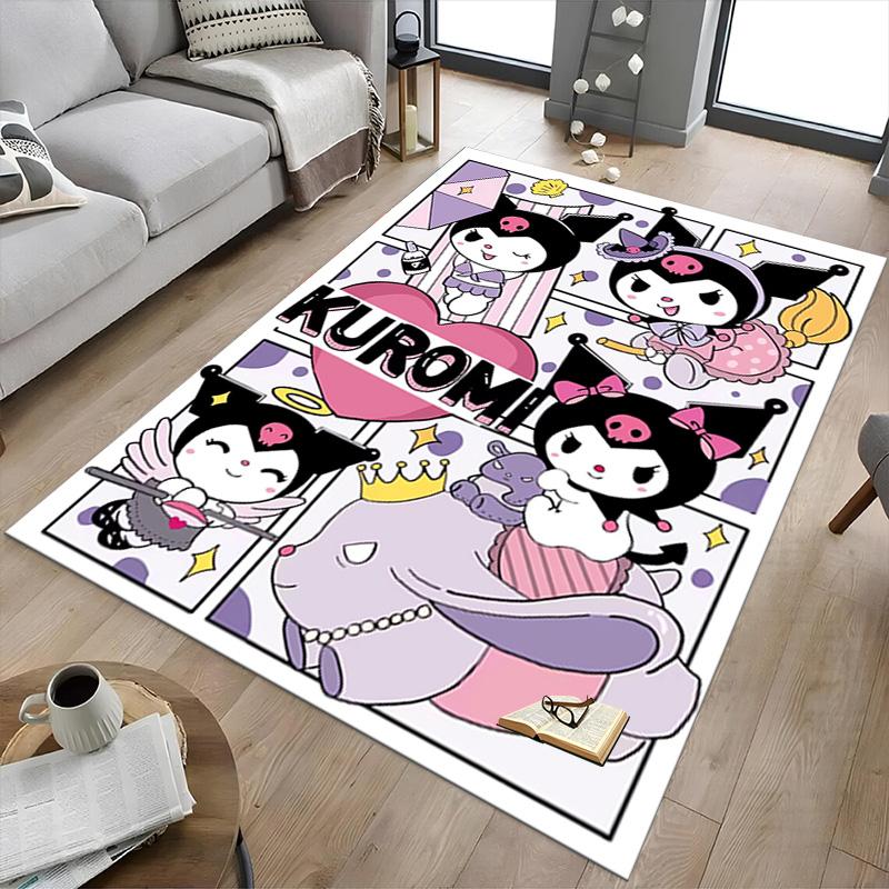 Kawaii Kuromi Adventures Carpet For Playroom Bedroom Living Room Sofa Home Decorkids Game Area Rug Nonslip Floor Mat