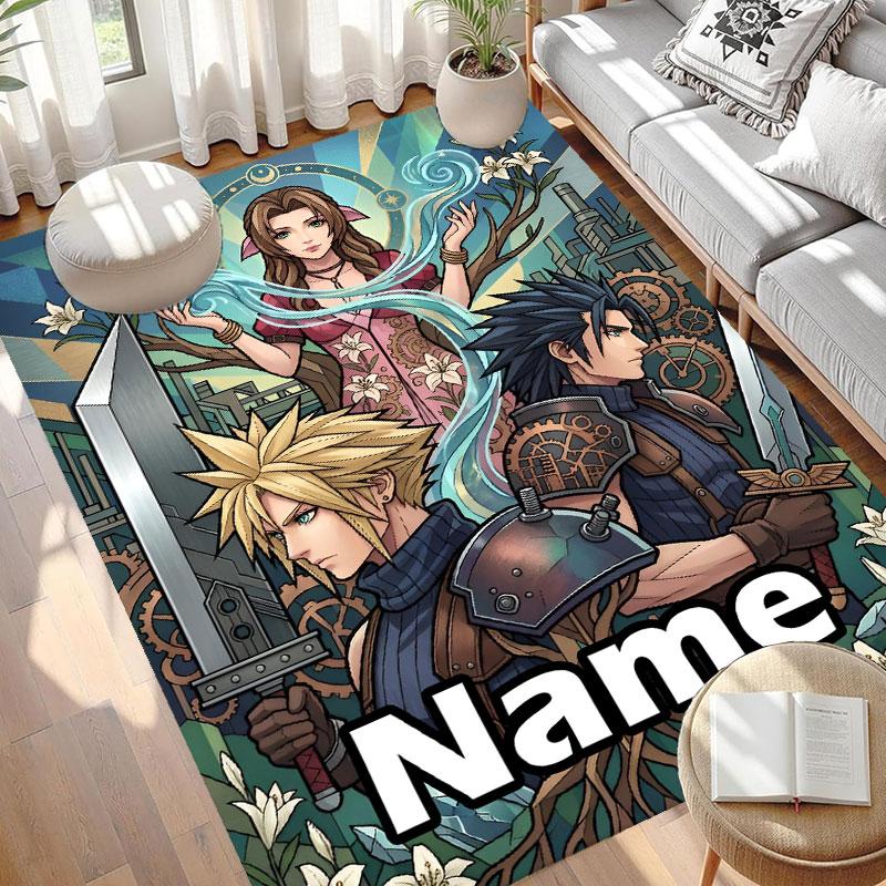 Custom Name Personalized Final Fantasy Print Carpet, Versatile Home Decor Rug, for Playroom, Apartment, Balcony, Entryway, Hallway Gift