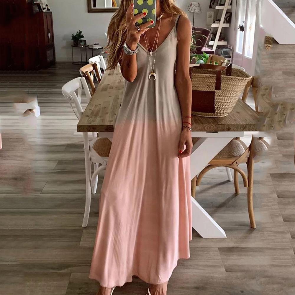 Платье с подтяжками градиентного цвета