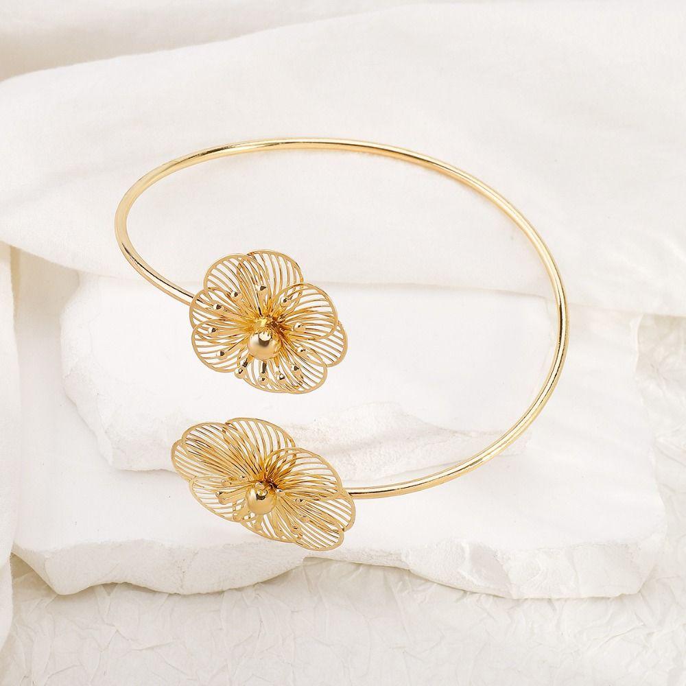 Line Weave Armband Arm Chain Hollow Flower Circle Upper Arm Bracelet Opening Cuff Bracelets Party