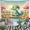 Cute Cartoon Alligator by a Sunny Bridge Pattern Wall Hanging Tapestry Decorative Tapestry Home Decor for Bedroom and Living Room
