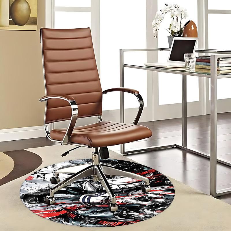 1pc Anime Cartoon Design Round Carpet  Office Chair Mat, NonSlip Rug for Home Decor