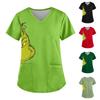 Плюс Размер Печатный Рабочий Униформа Топы Для Женщин Крест V-образный вырез Печати Короткий Рукав Забавные Футболки Рабочая Одежда Футболка С Карманами