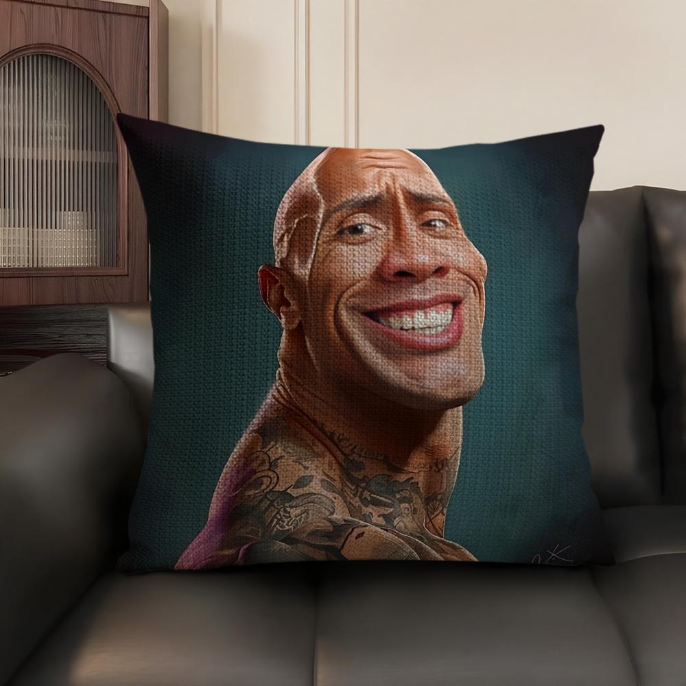 The RRock DDwayne Cushion Cover Natural Linen Organic Fabric DoubleSided Printing Sofa Home Decor Gift Pillow Case