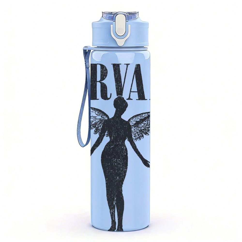 1PC Nirvana Angel Silhouette 750ml sports water bottle leakproof straw lid outdoor office home