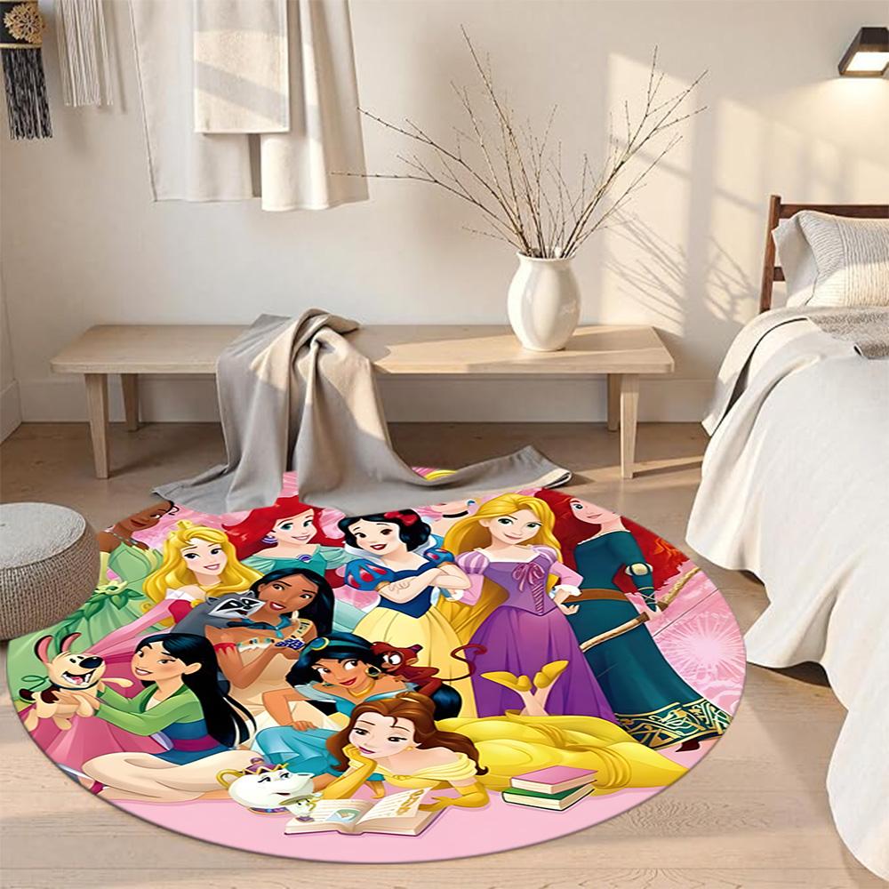 Princesses Round Area Rug Perfect for Living Rooms Balcony Game Room Dining Room Antislip Round Carpet Office home decor Birthday Christmas Gift