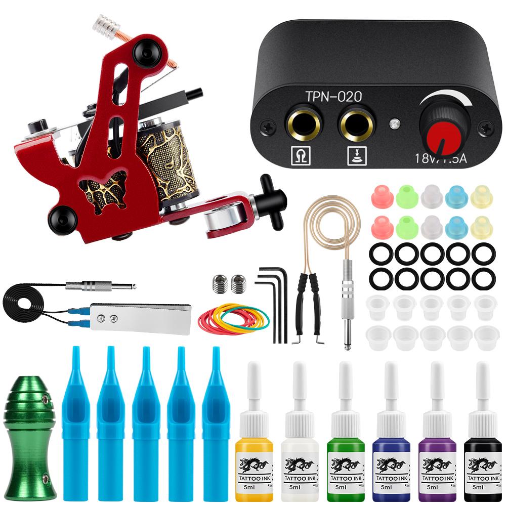 Набор тату-машинок PHOENIXY с источником питания для татуировки, чернилами для татуировки, полный комплект тату-машины, насадки для тату-игл и тату-инструменты для боди-арта