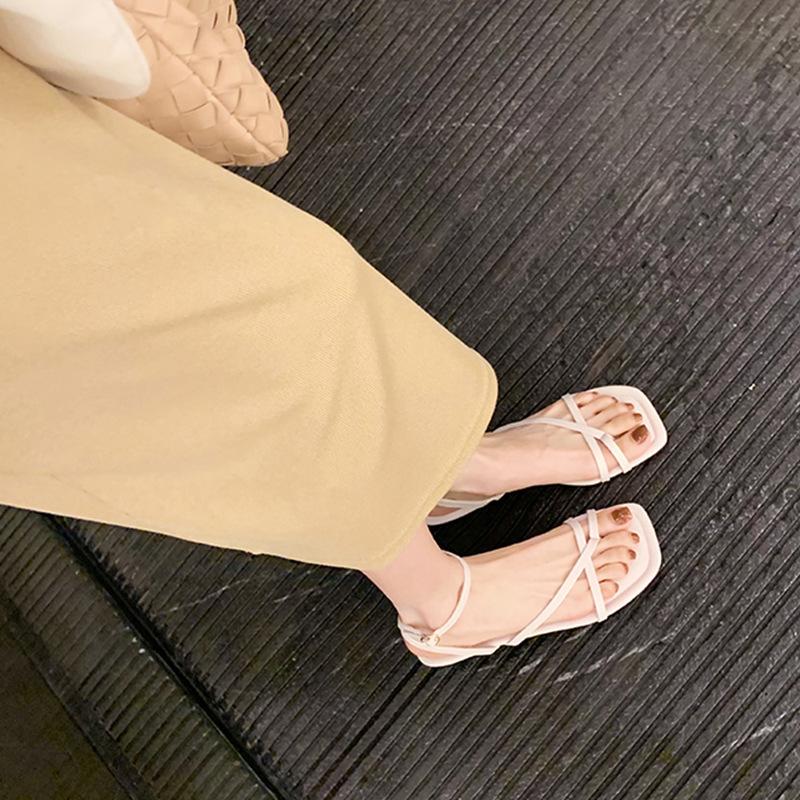 Grape mom studiolee fairy simple square head cross word with flat toe sandals women's summer